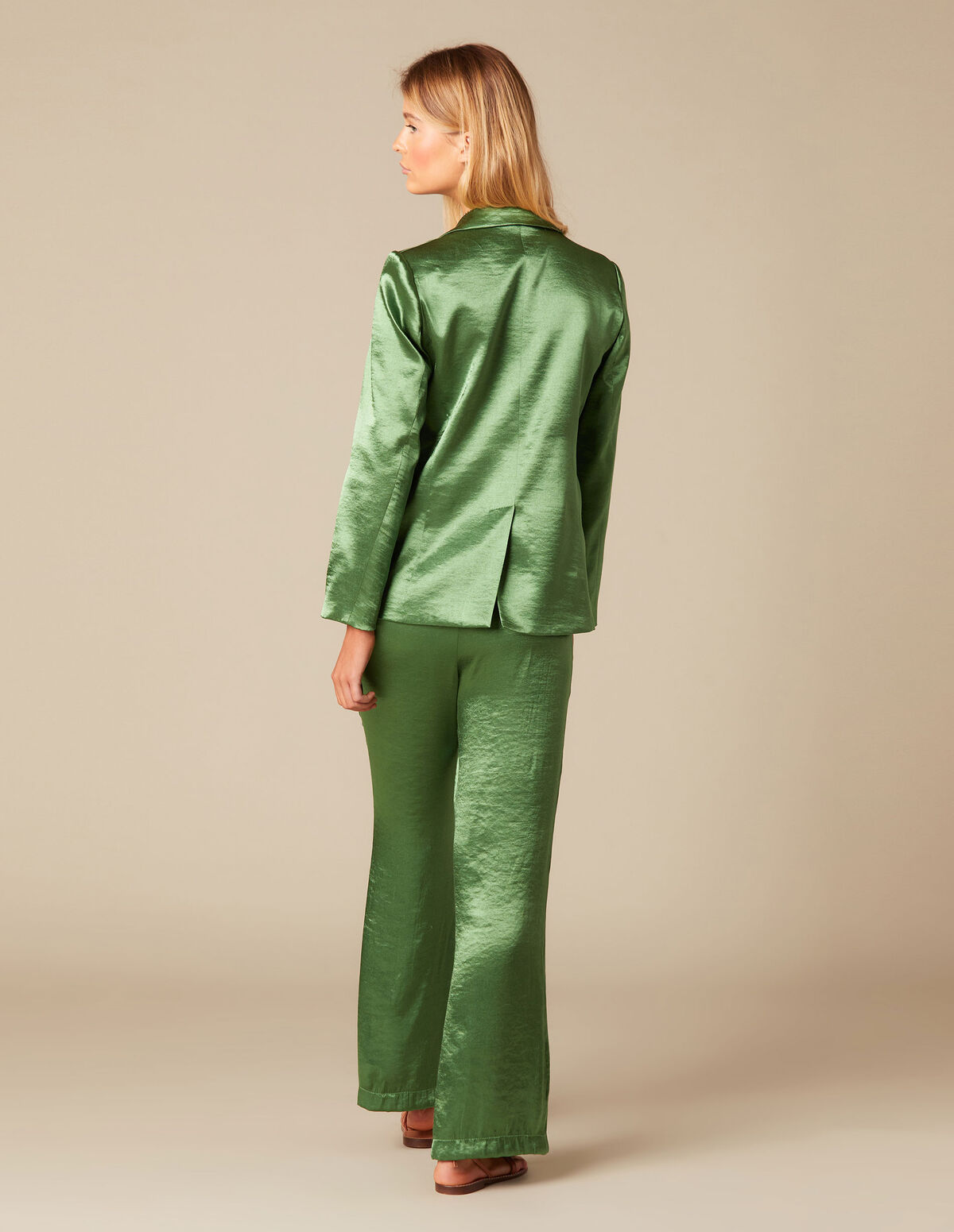 PANTALON SATINÉ VERT
