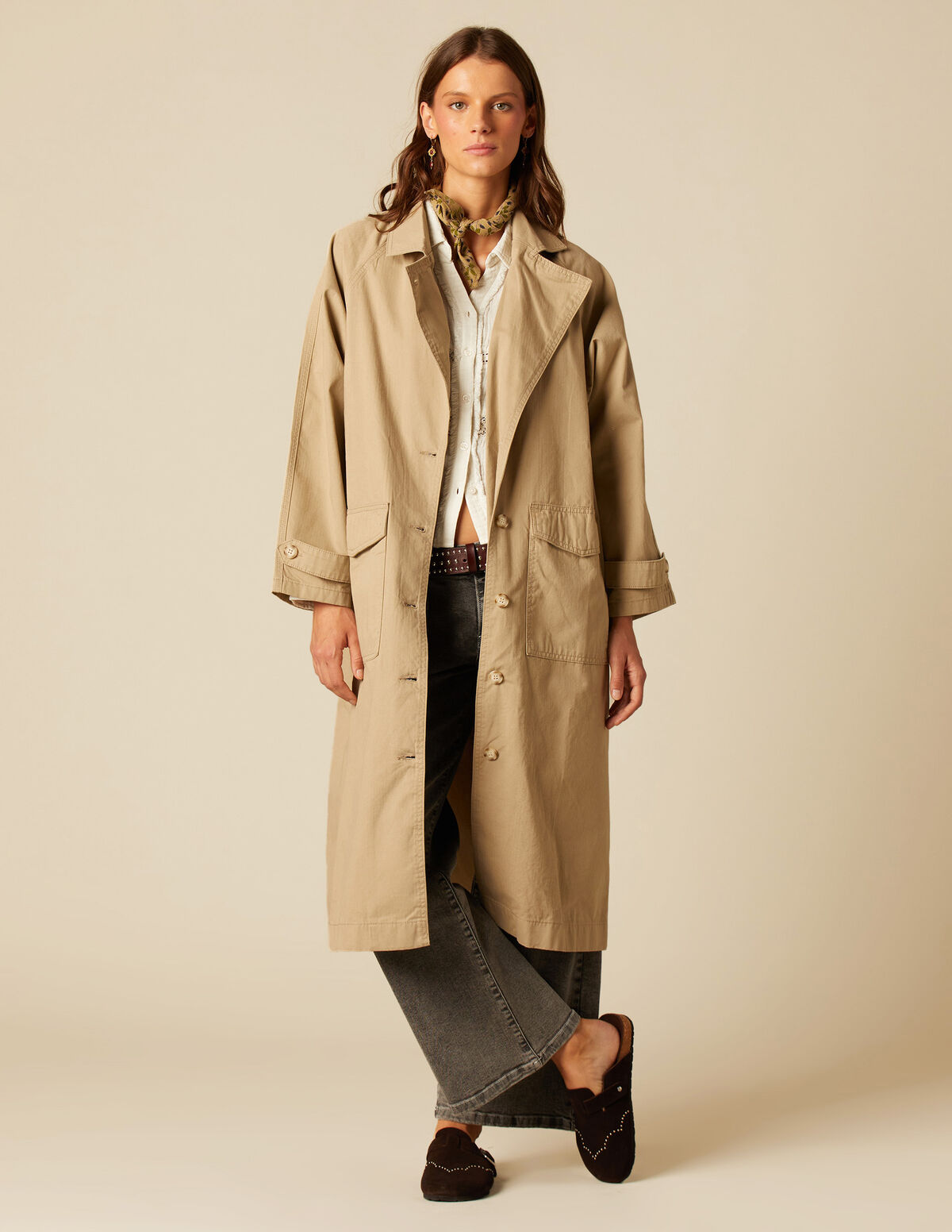 MANTEAU SERGÉ SABLE