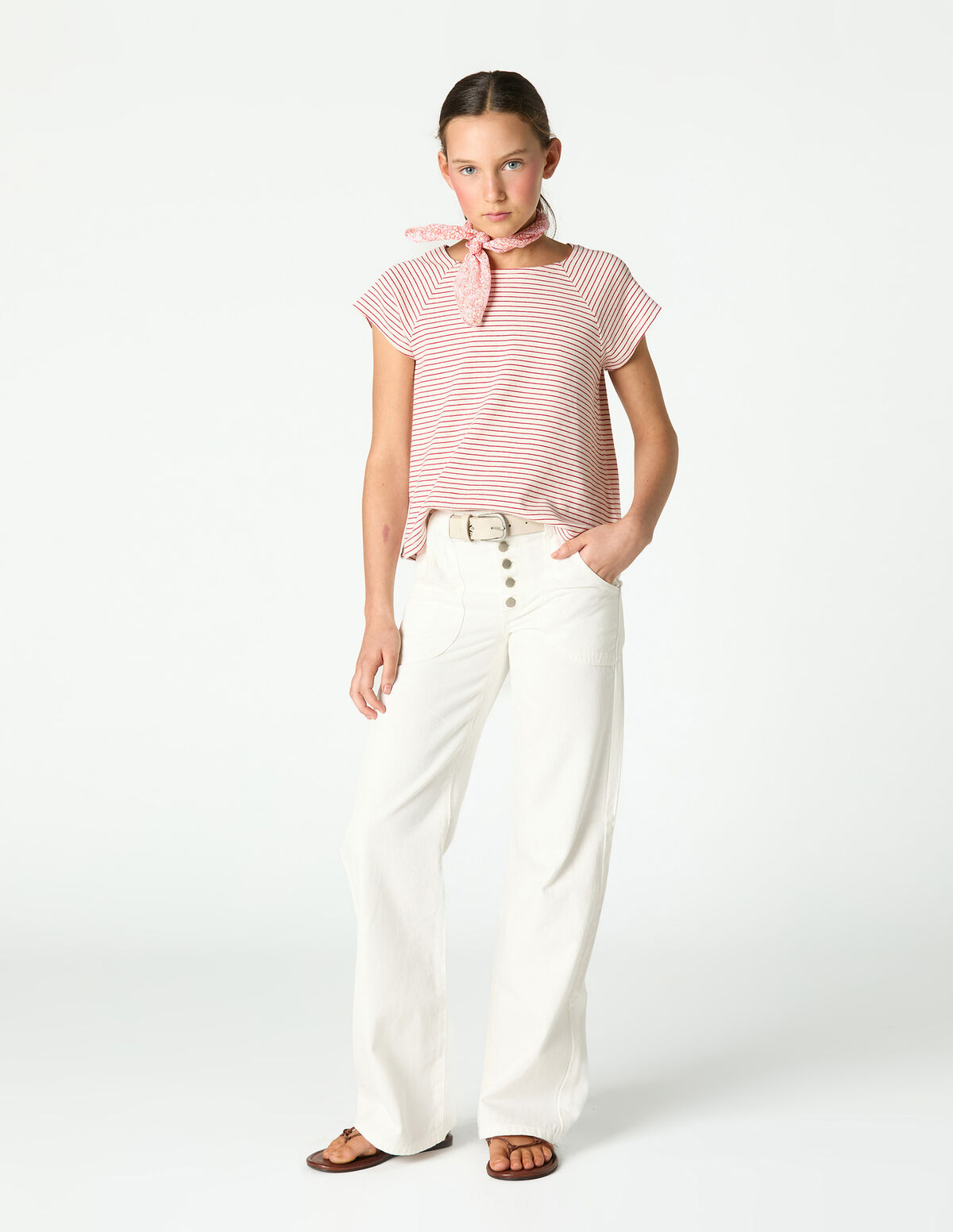 CAL&Ccedil;AS DENIM BRANCO COM BOLSOS
