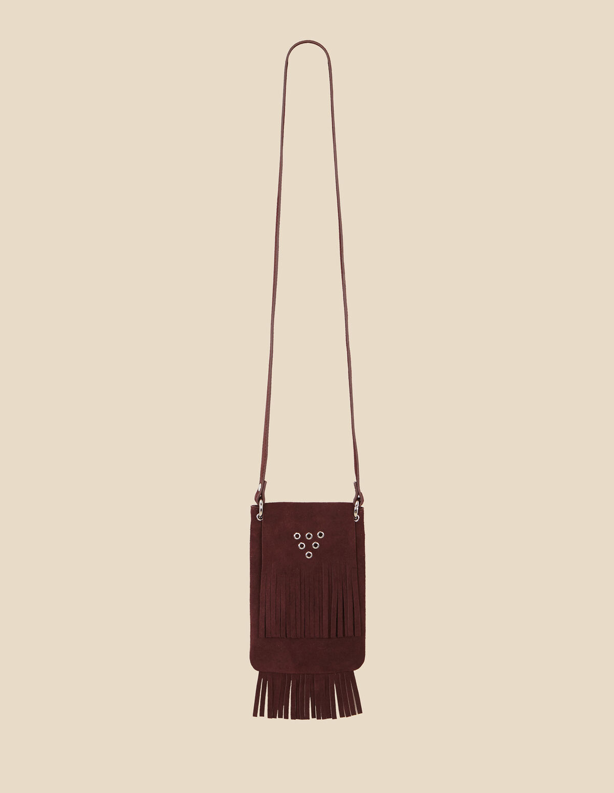 MAROON FRINGED SUEDE BAG