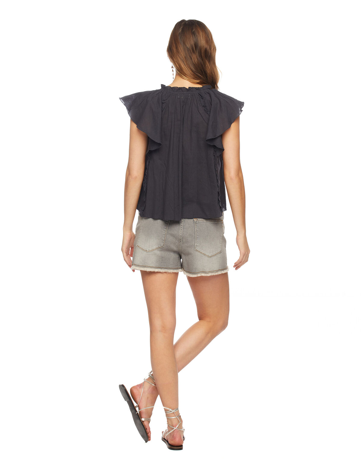 Blue denim buttoned shorts