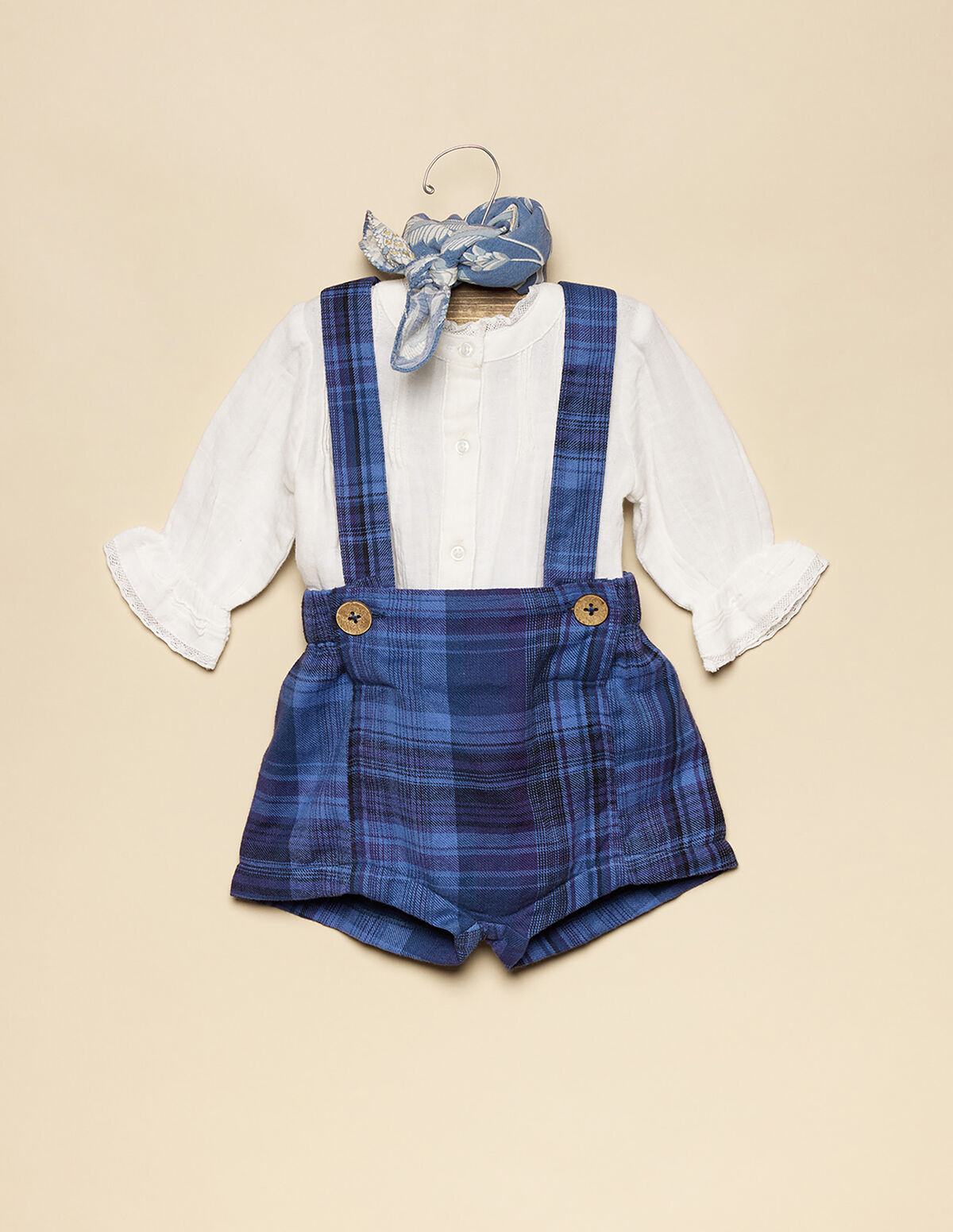 BLUE CHECKED STRAPS SHORTS