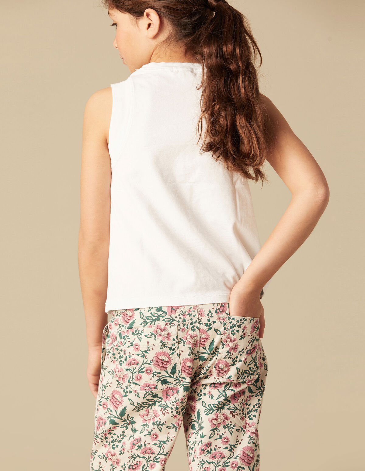 PANTALON FLEURS VERT/ROSE