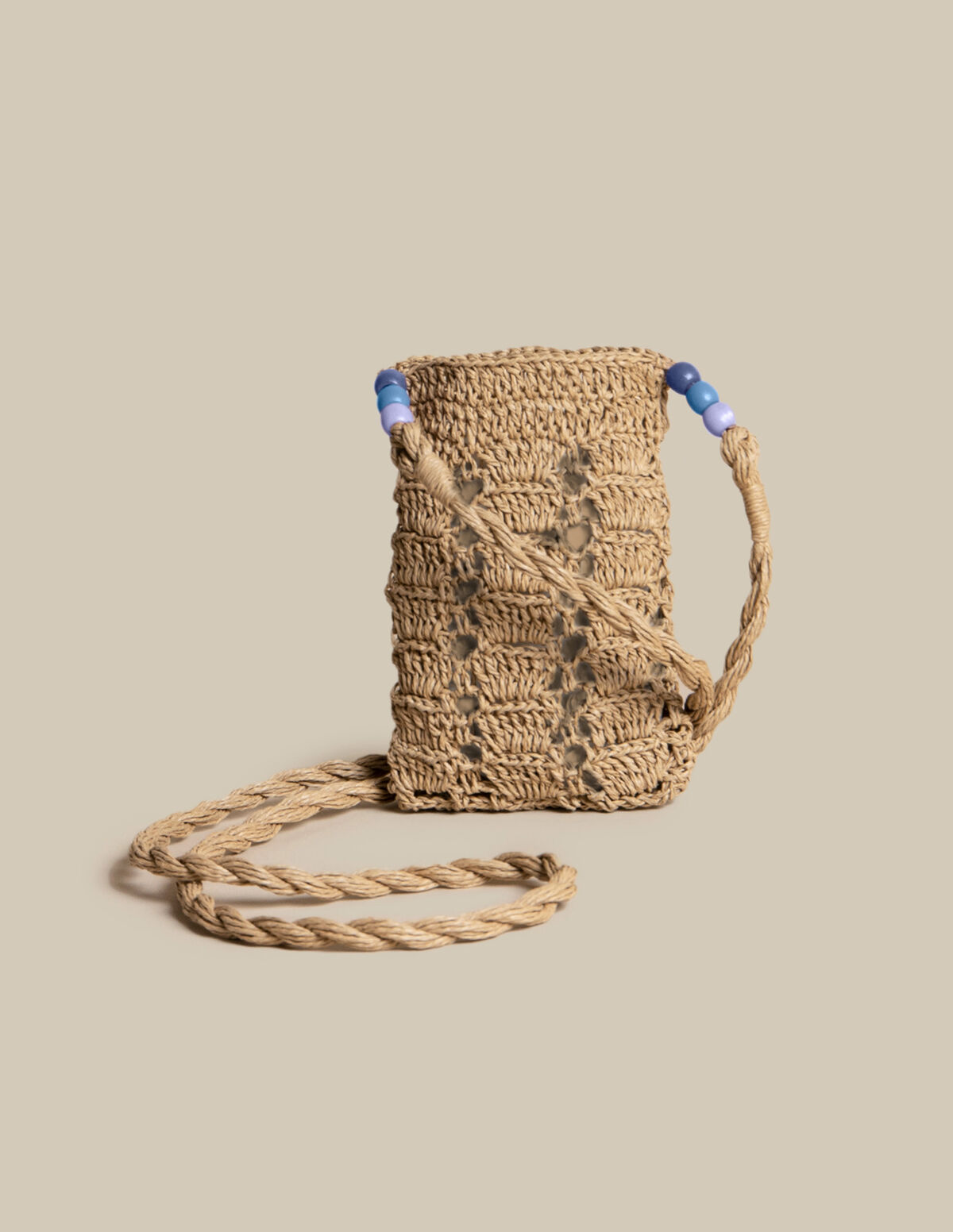 BANDOLERA RAFIA BEADS AZULES