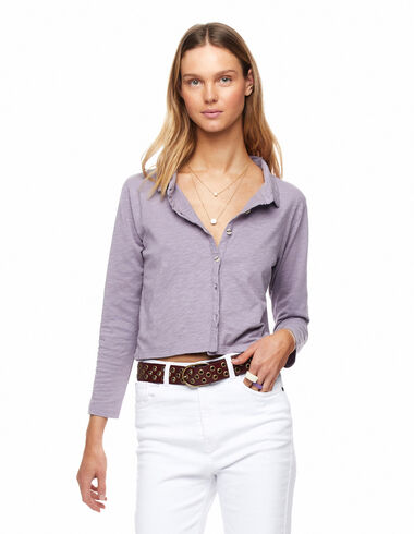 Purple long-sleeved T-shirt with buttons - Spring Palette - Nícoli