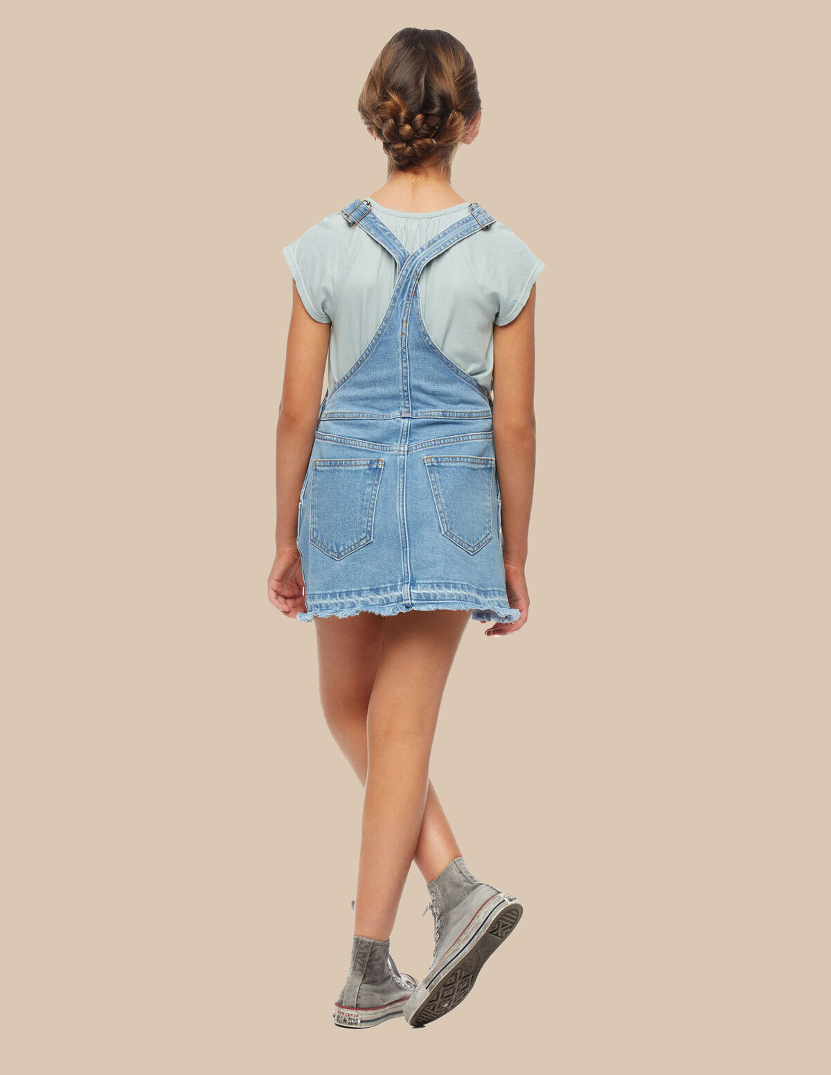 Robe chasuble jean bleu clair