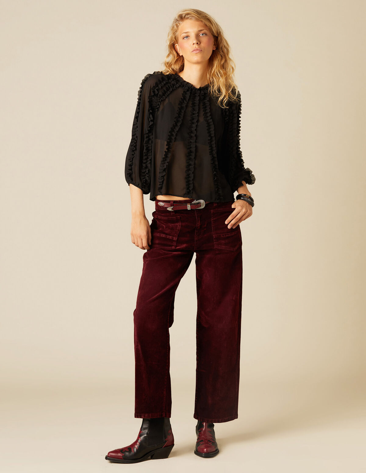 MAROON VELVET TROUSERS