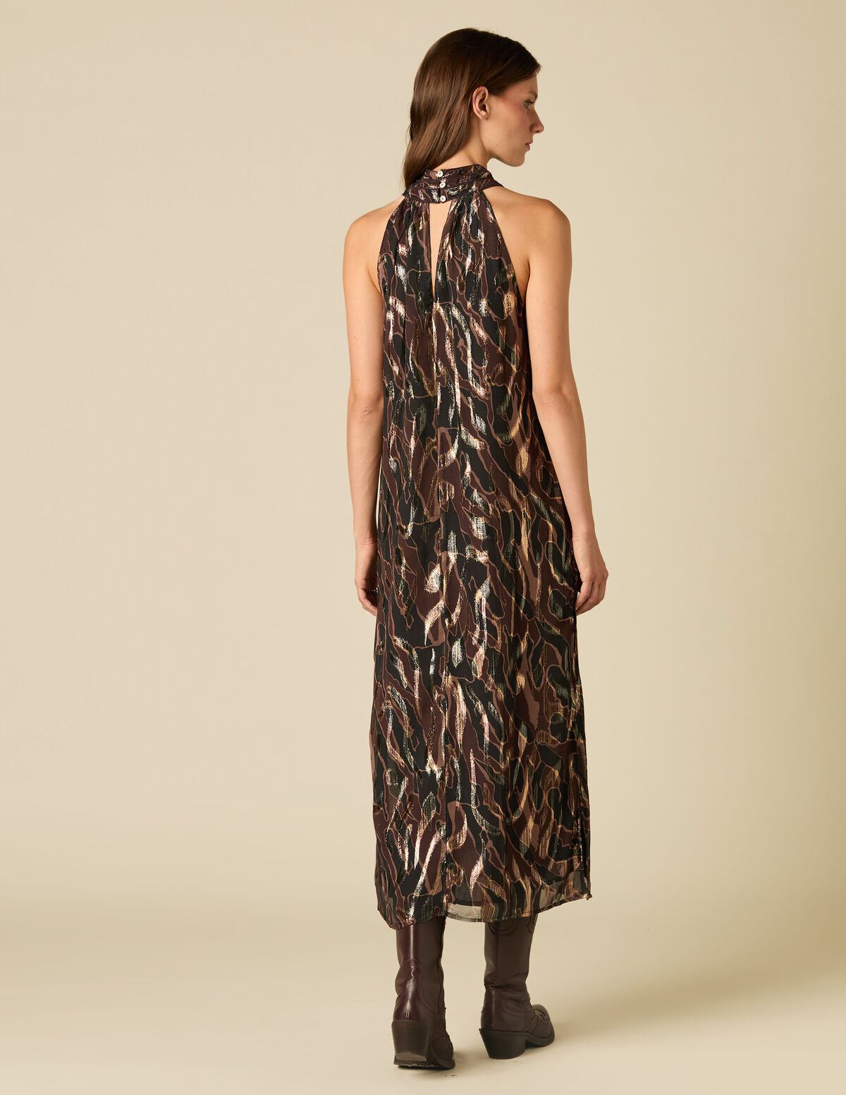 LUREX HALTER DRESS