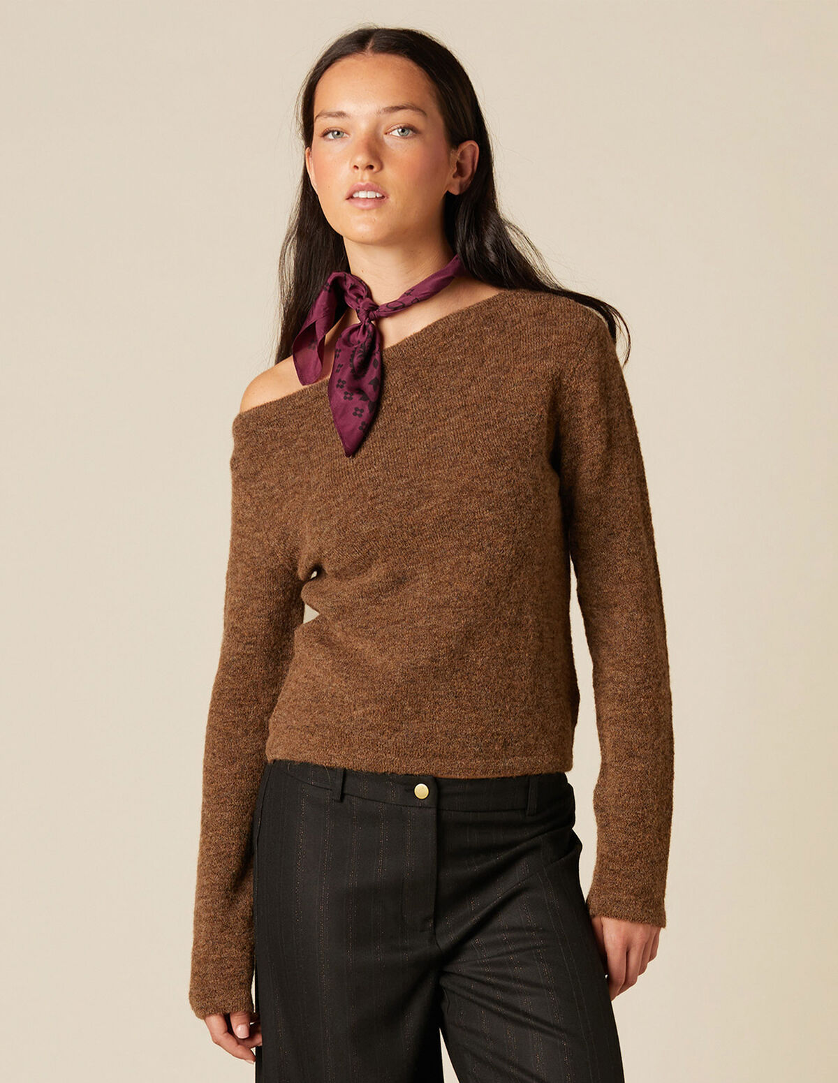 BROWN ASYMMETRIC TOP