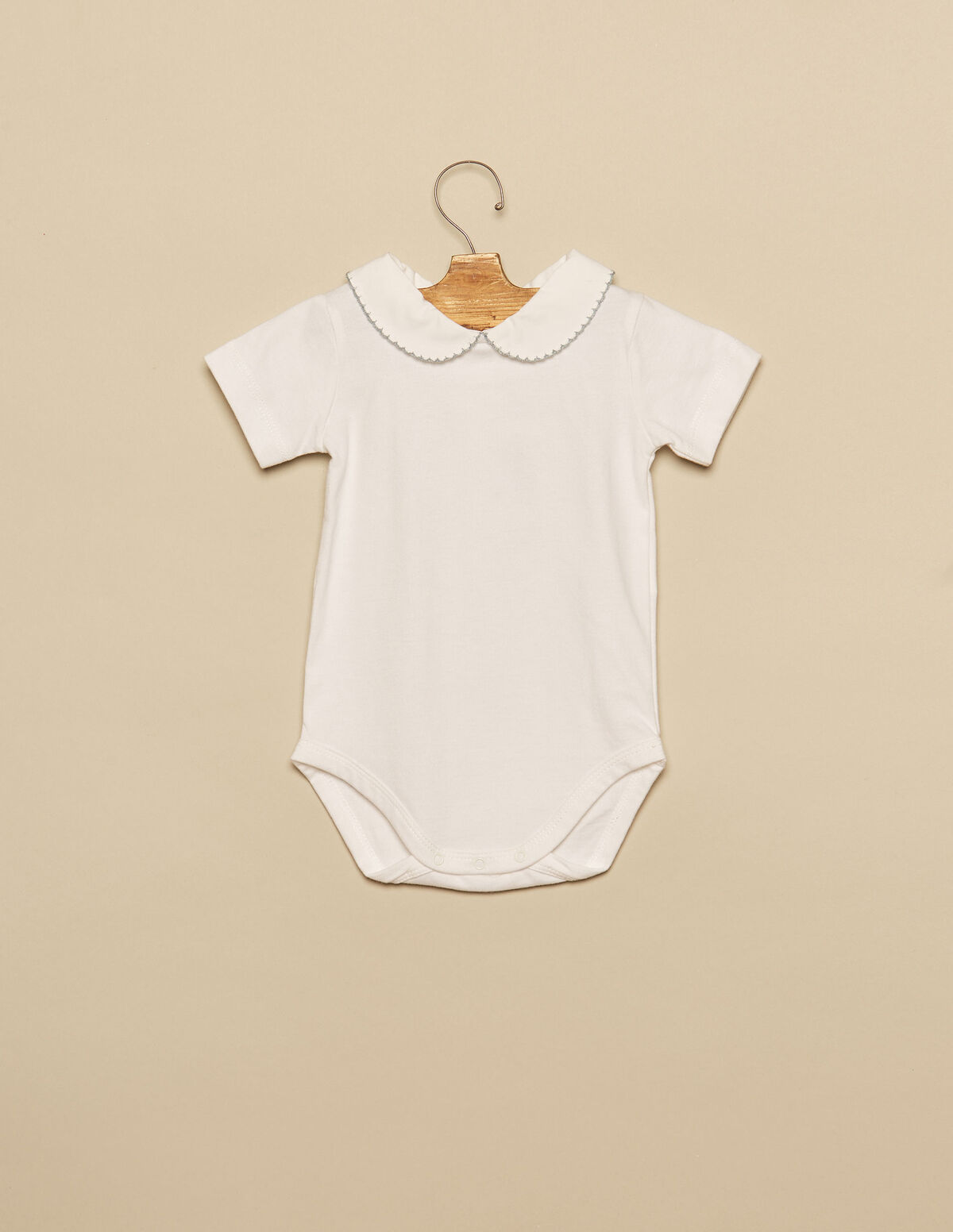 Light blue Peter Pan collar bodysuit with topstitching - Bodies - Nícoli
