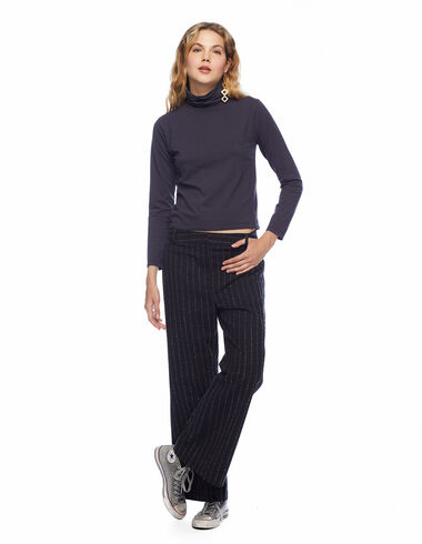 Grey stripe wide leg trousers - View all > - Nícoli