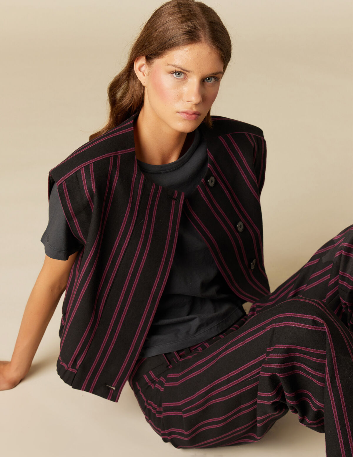 BLACK STRIPED WAISTCOAT