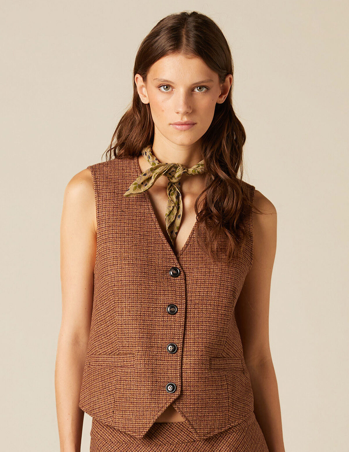 BROWN CHECKED WAISTCOAT