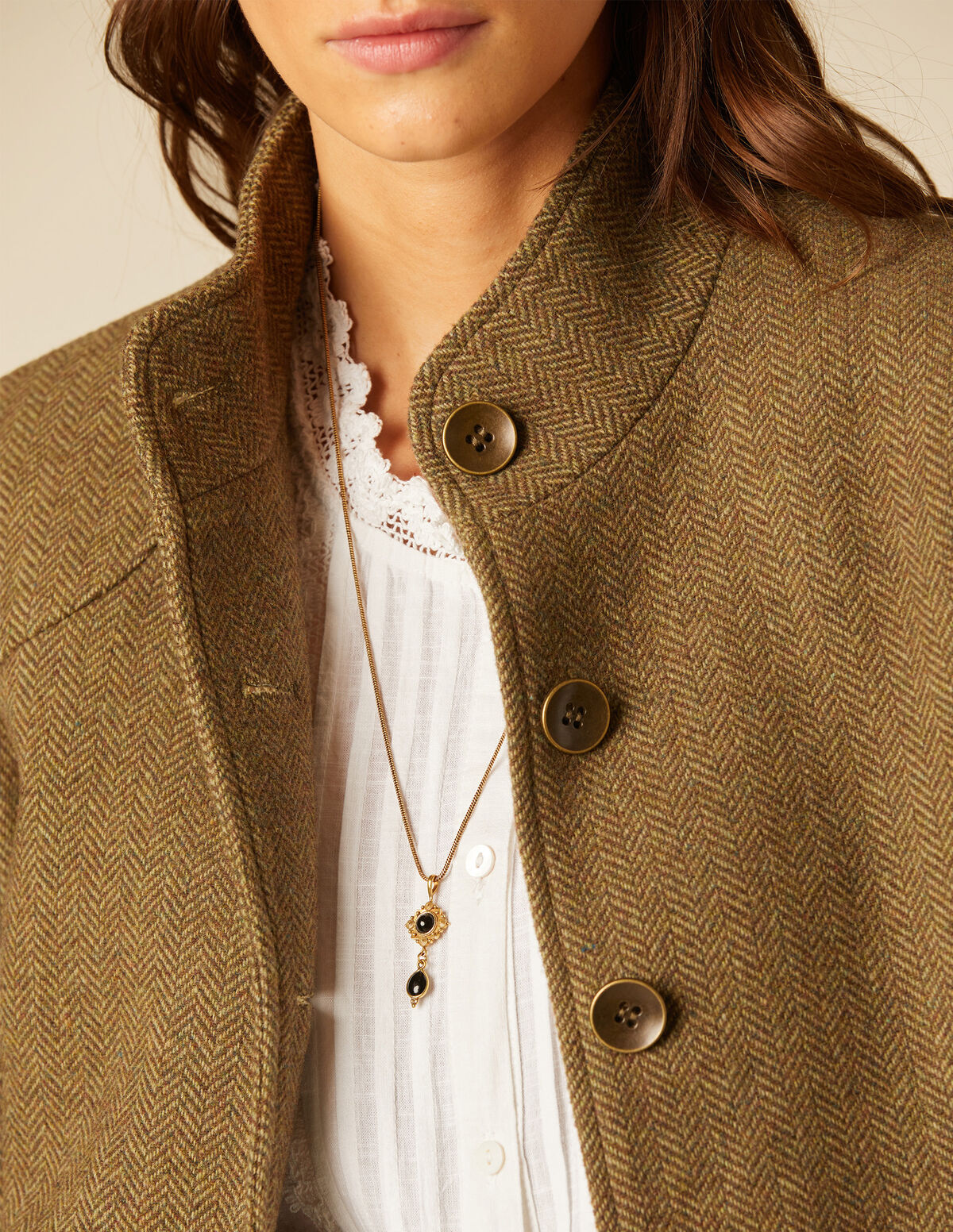 GREEN HERRINGBONE BLAZER