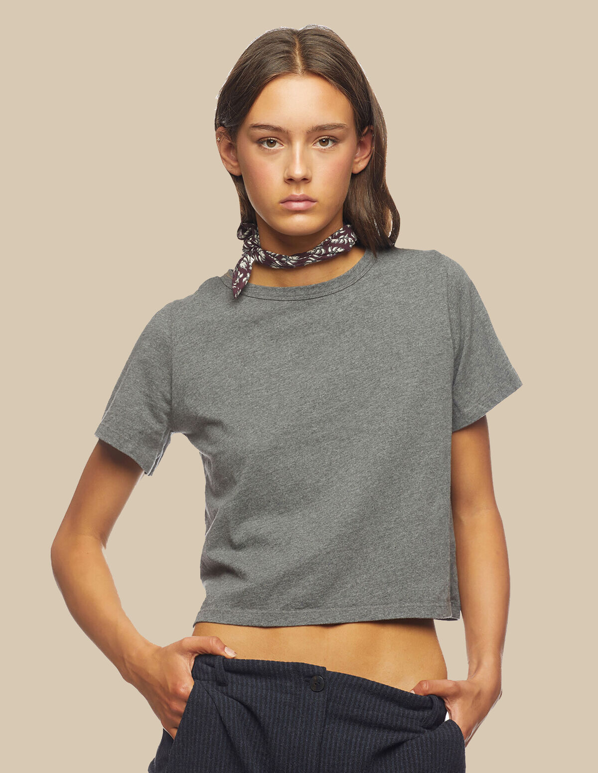 Camiseta manga corta gris