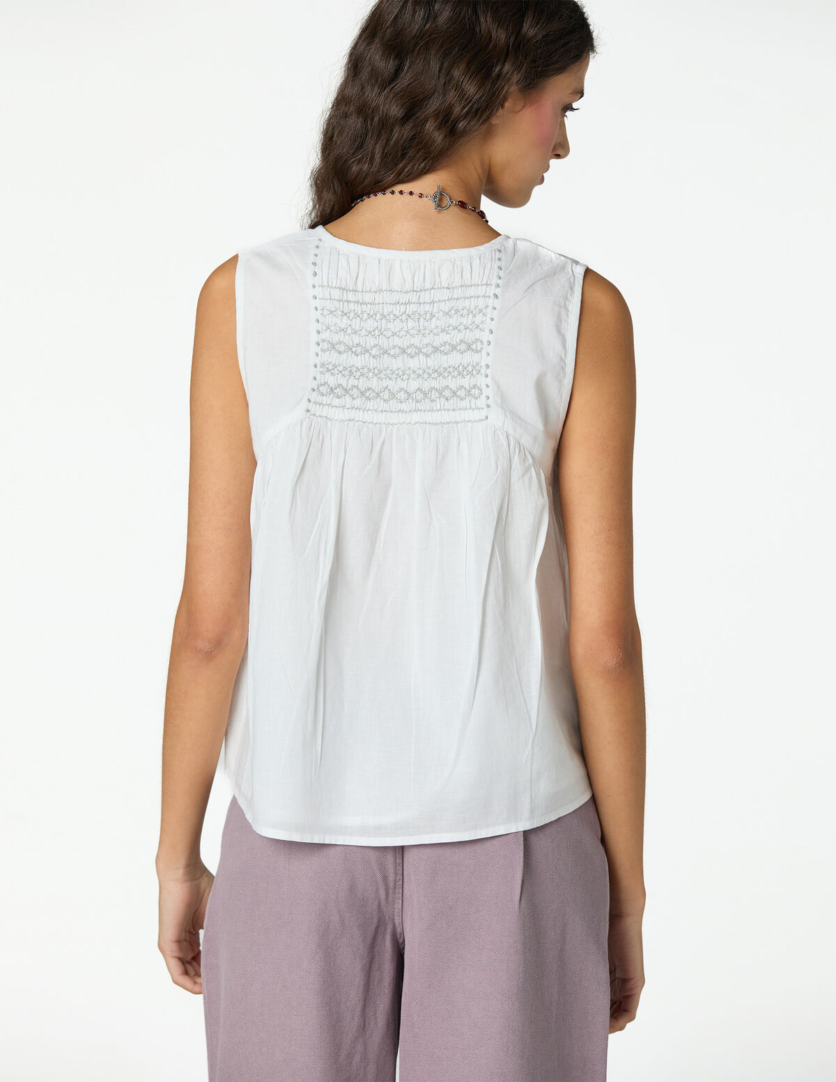 ECRU SILVER SMOCKING TOP