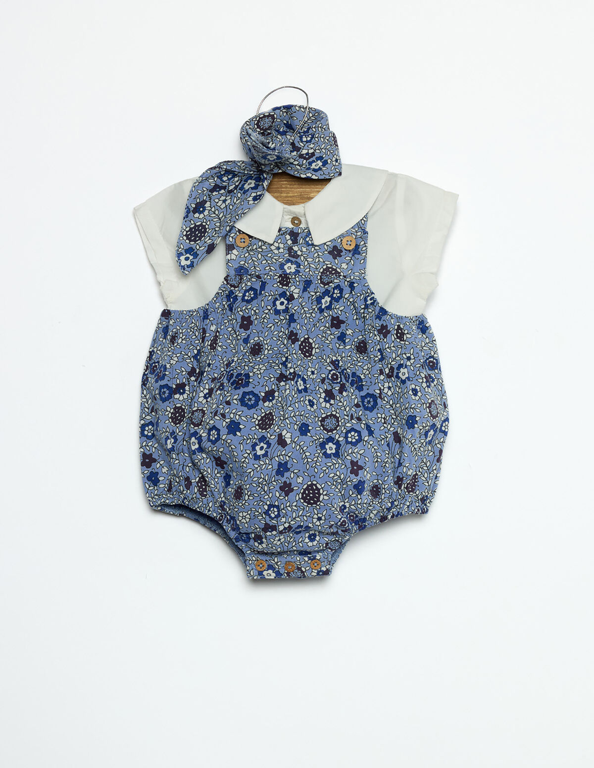 BLUE FLORAL PRINT PLAYSUIT