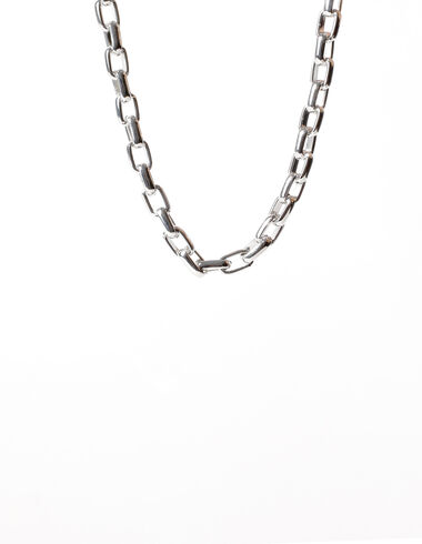 Wide rectangular silver chain necklace - View all > - Nícoli