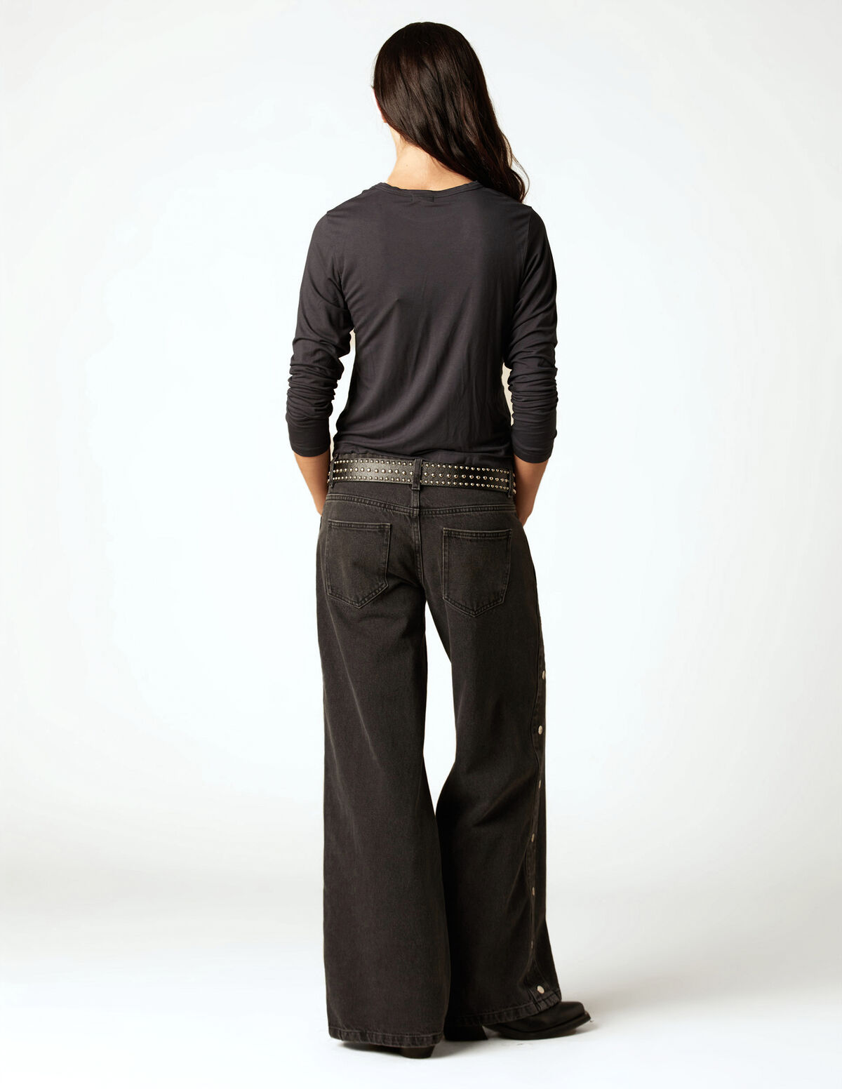 ANTHRACITE SIDE BUTTONS TROUSERS