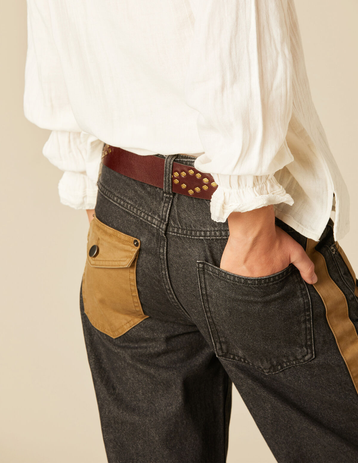 ANTHRACITE CONTRAST STRAP JEANS