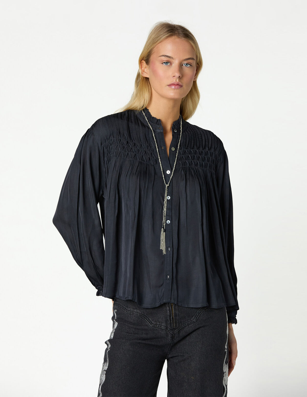 ANTHRACITE SATIN SHIRT