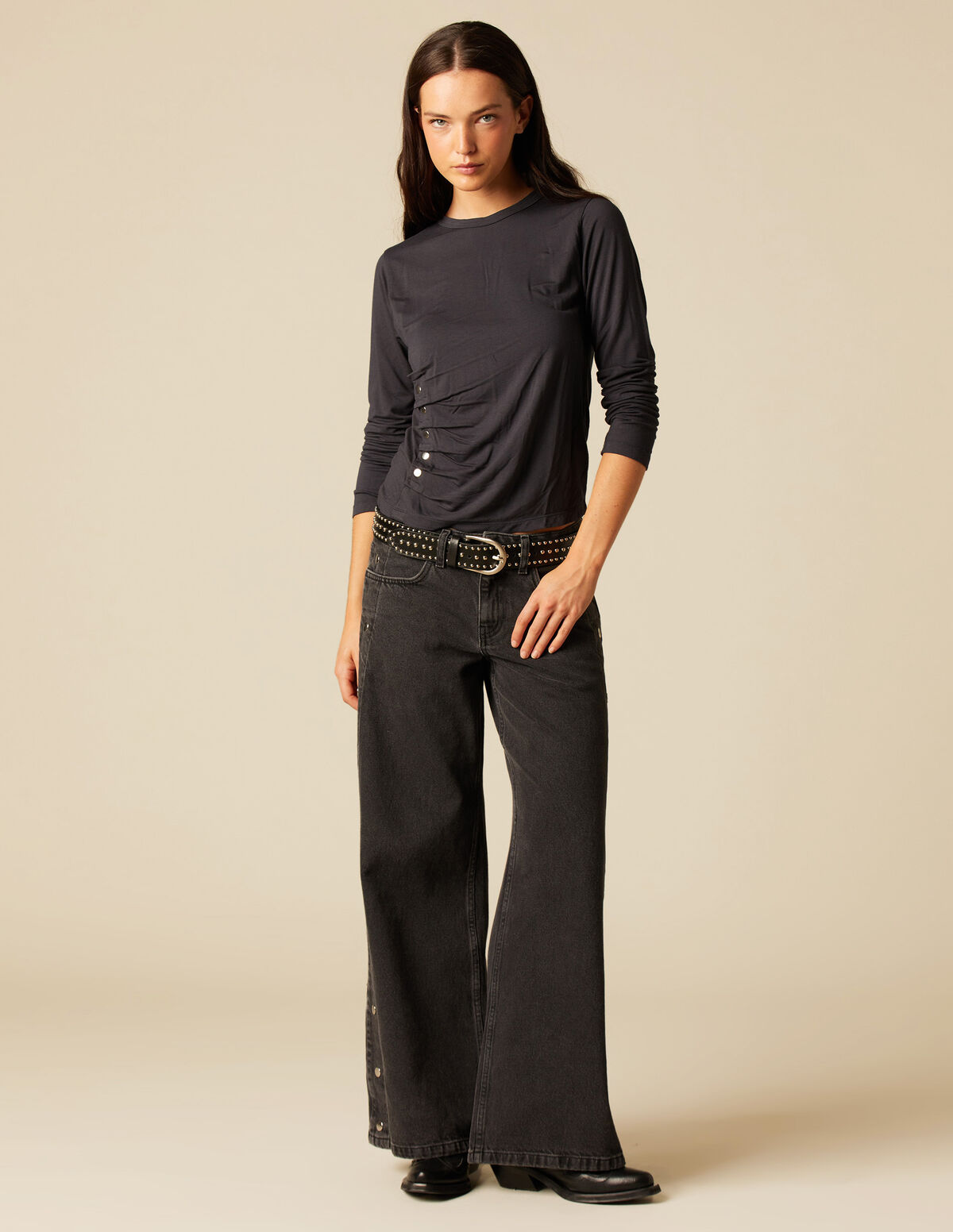 PANTALON BOUTONS CÔTÉ ANTHRACITE