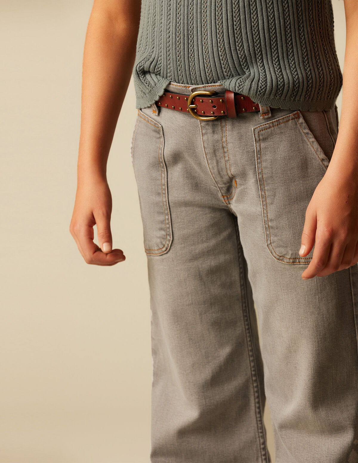 Blue wide leg jeans