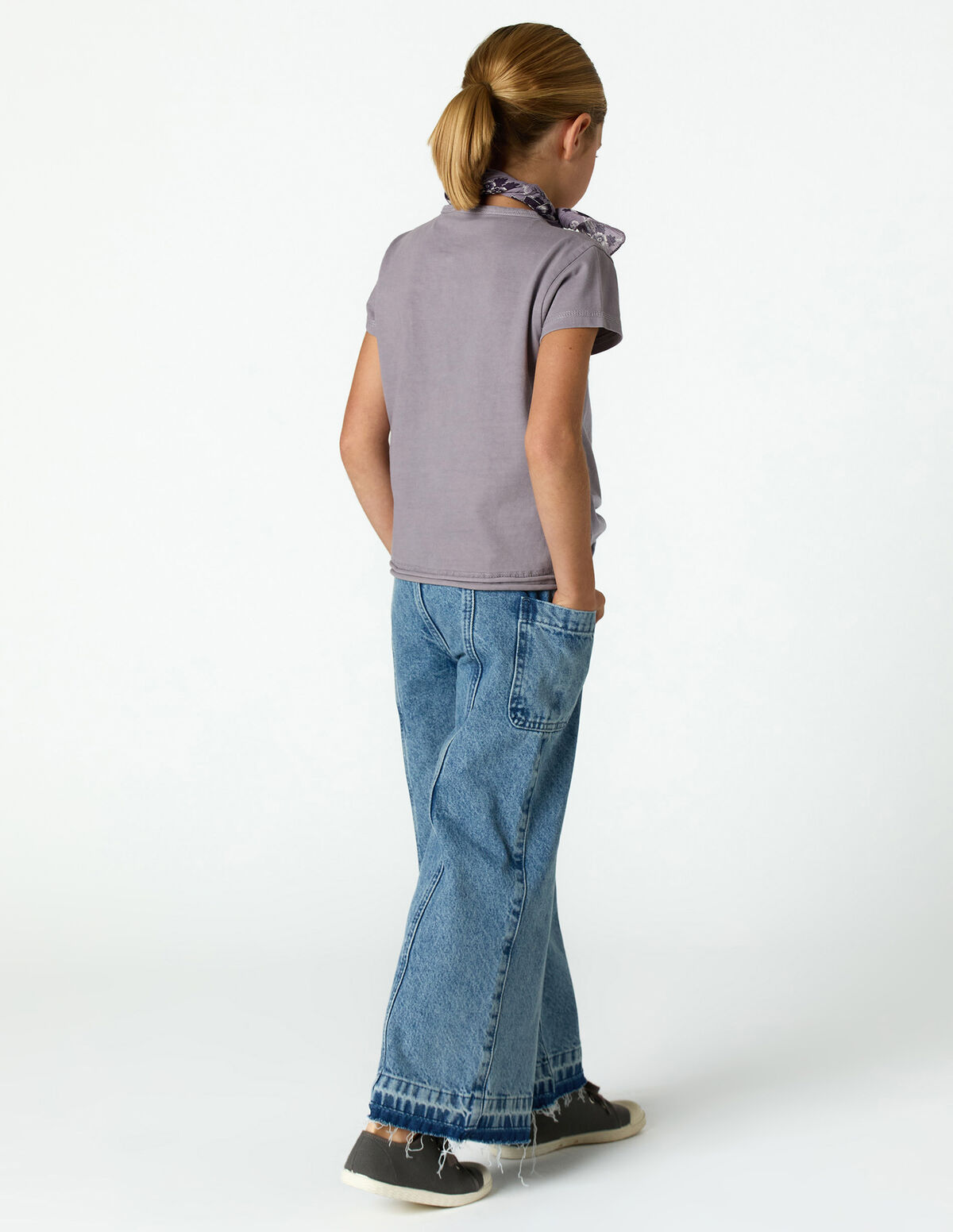 IRON GREY PIN-TUCK T-SHIRT