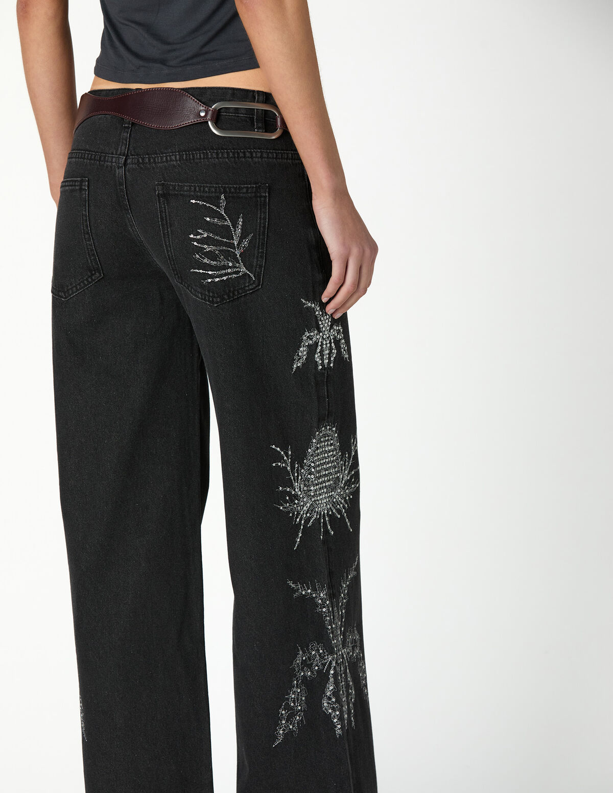 JEANS BORDADOS SEQUINS AZUL