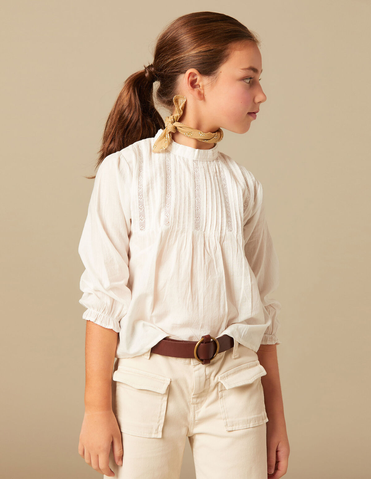 SAND-COLOURED FLAP POCKET TROUSERS