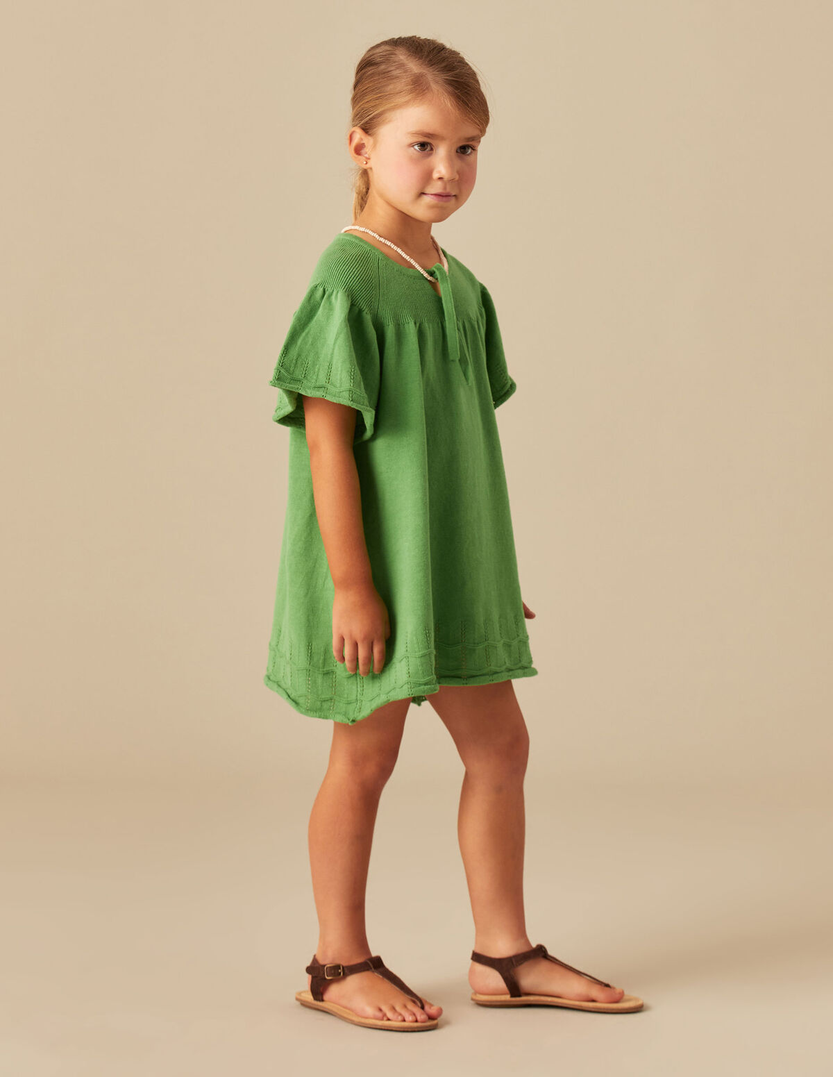 ROBE MAILLE VERTE ONDES