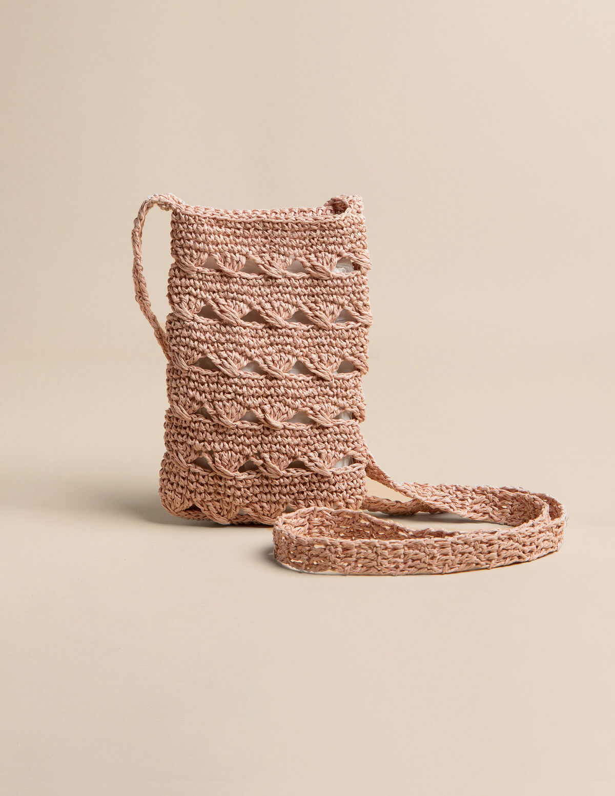 PINK RAFFIA CROSSBODY BAG