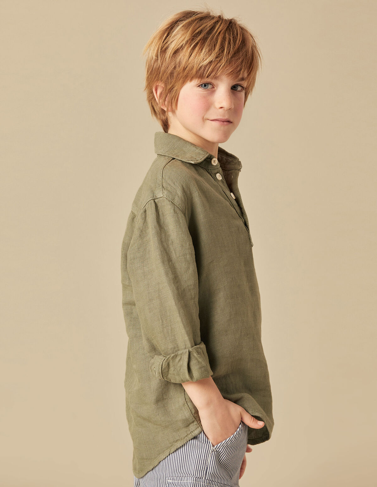 CAMISA POLERA LINO AZUL CLARO