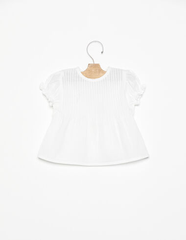 Chemise col rond fronces blanche - Chemises - Nícoli