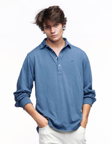 Blue long-sleeve polo shirt - View all > - Nícoli