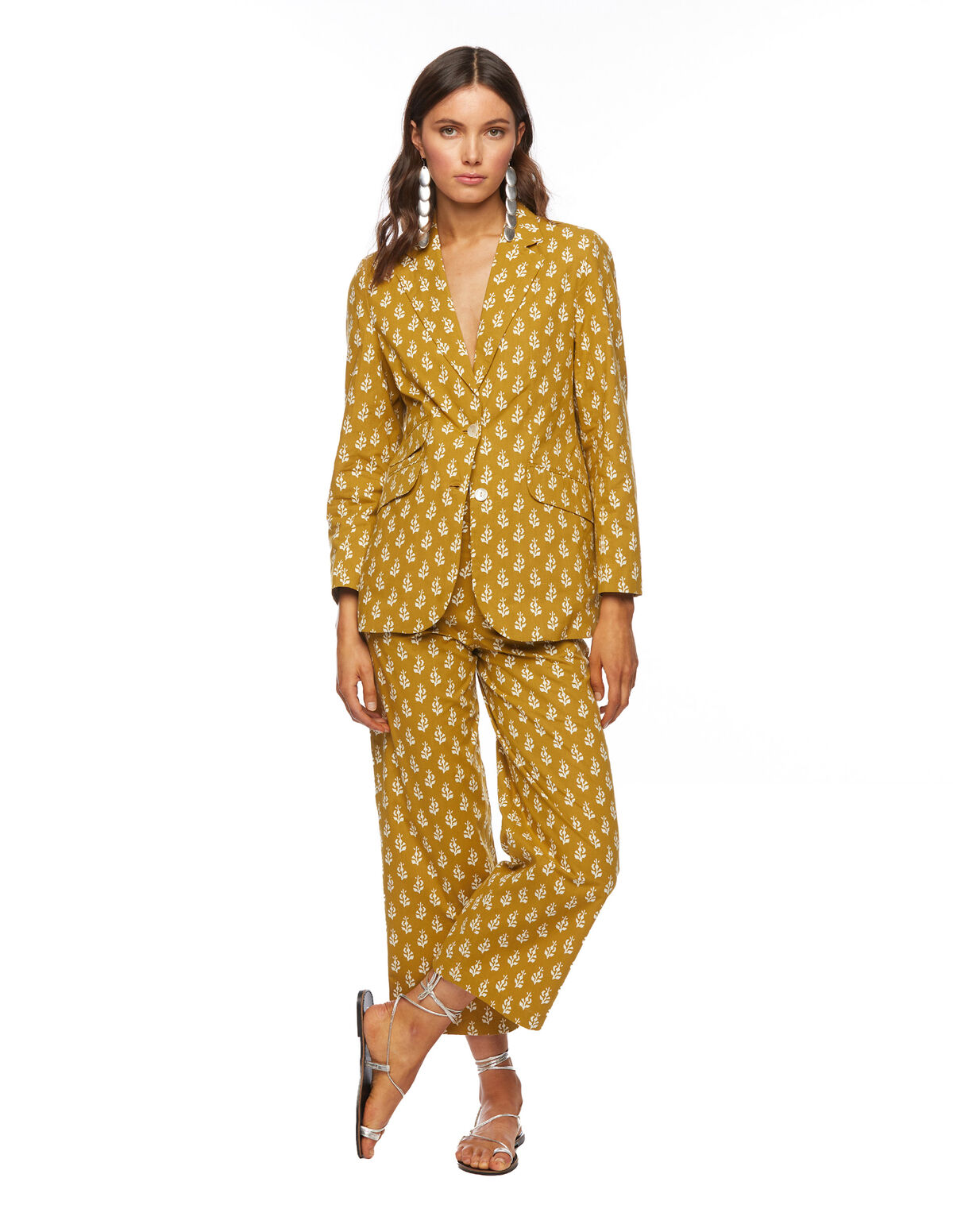 Mustard buti print trousers
