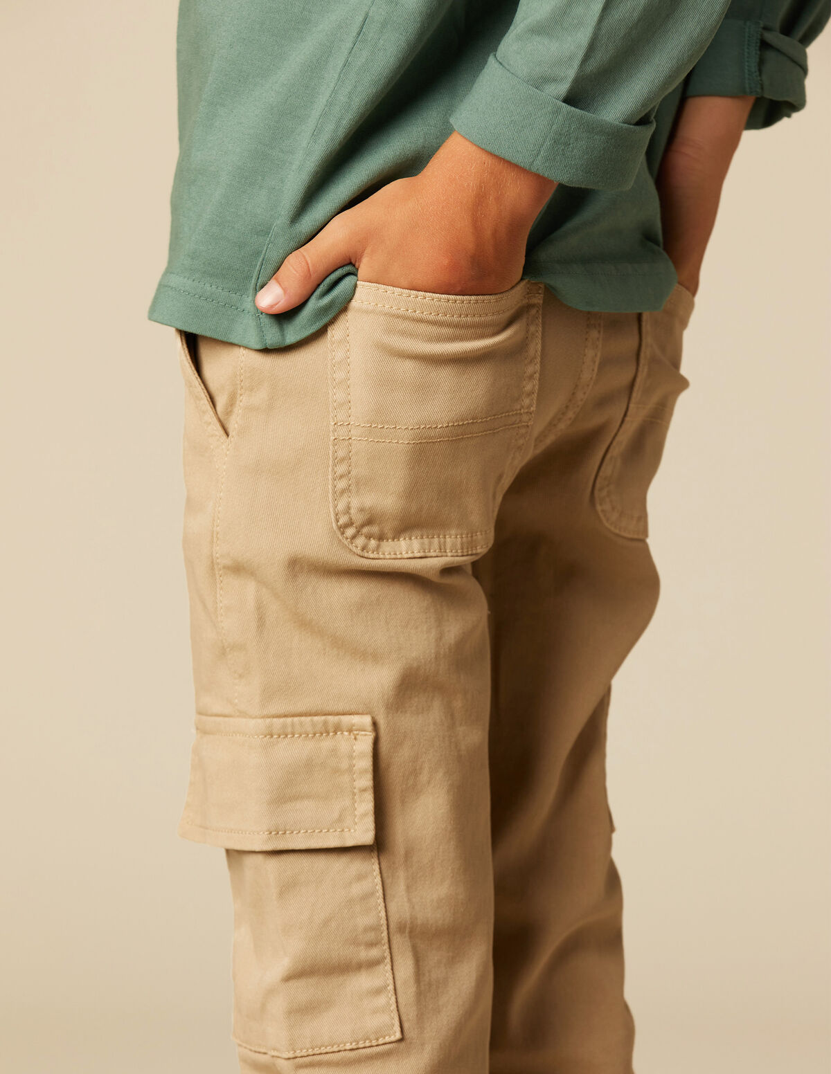 OLIVE CARGO TROUSERS
