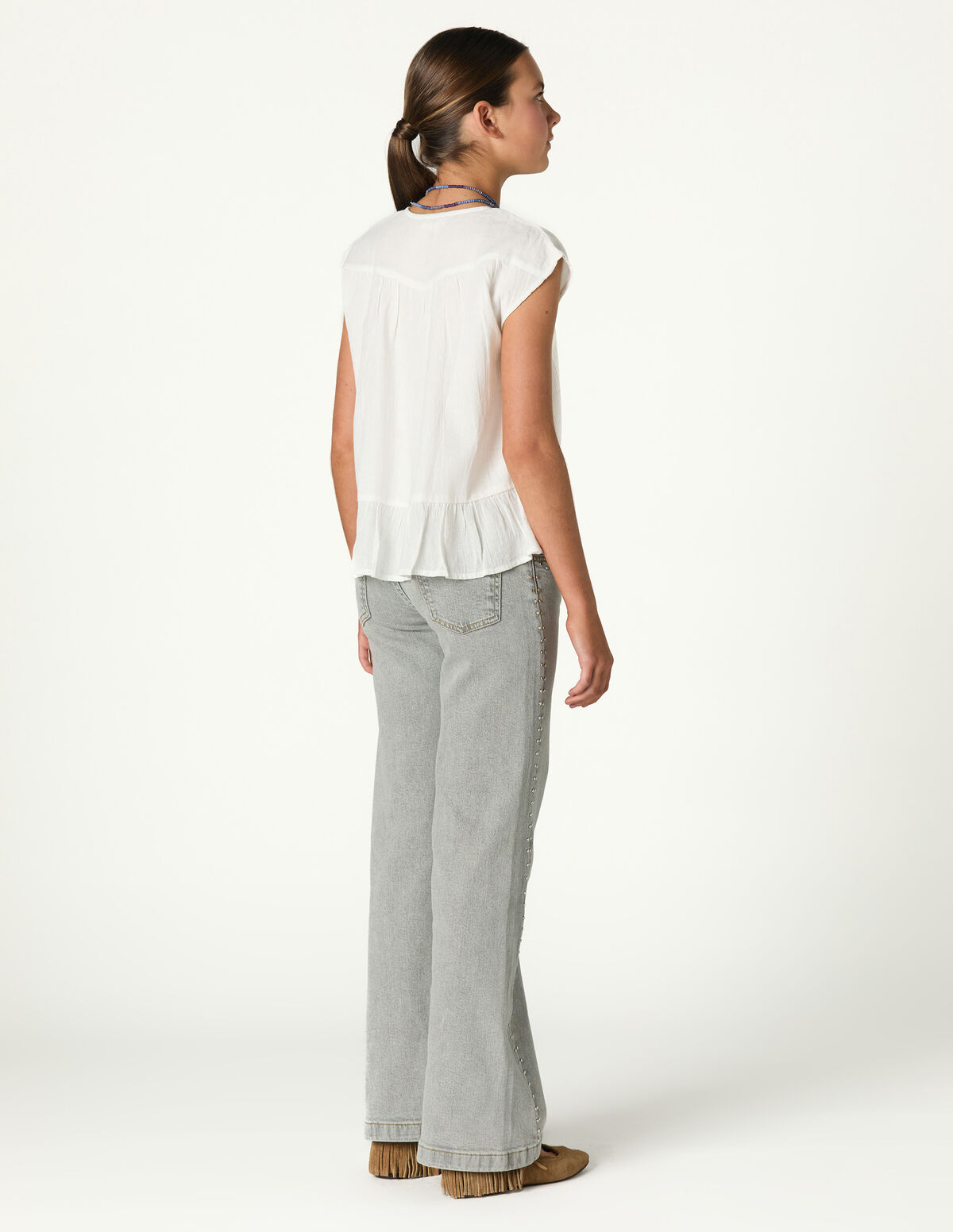 WHITE STUDDED TROUSERS