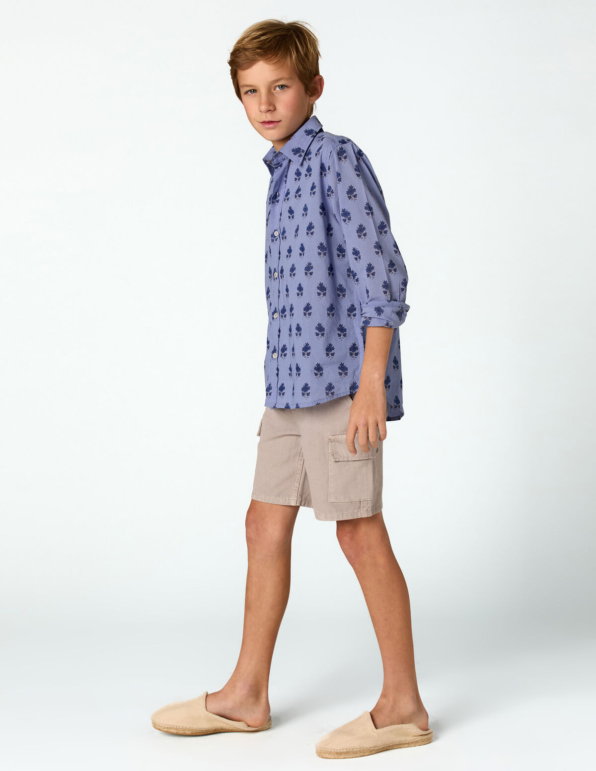 BLUE BUTI PRINT SHIRT