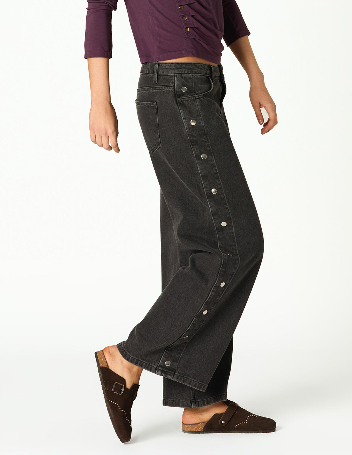 ANTHRACITE SIDE BUTTONS TROUSERS