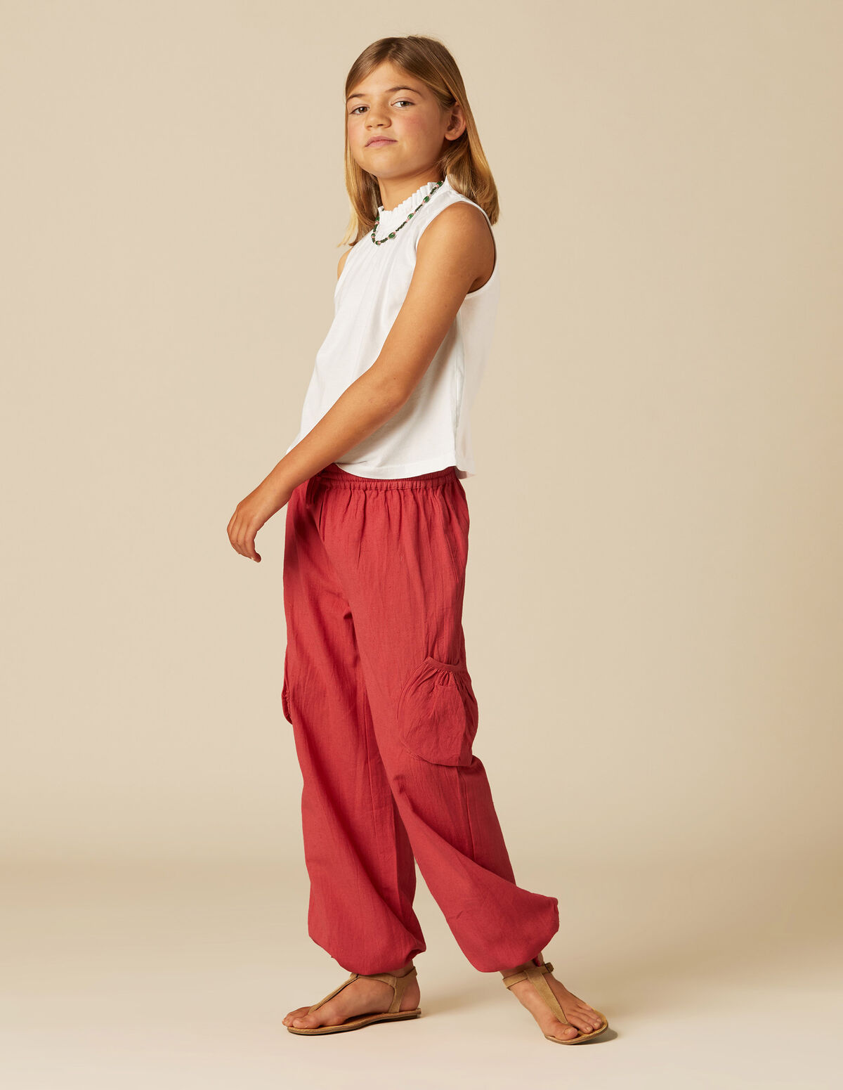 BLUE POCKET LINEN TROUSERS
