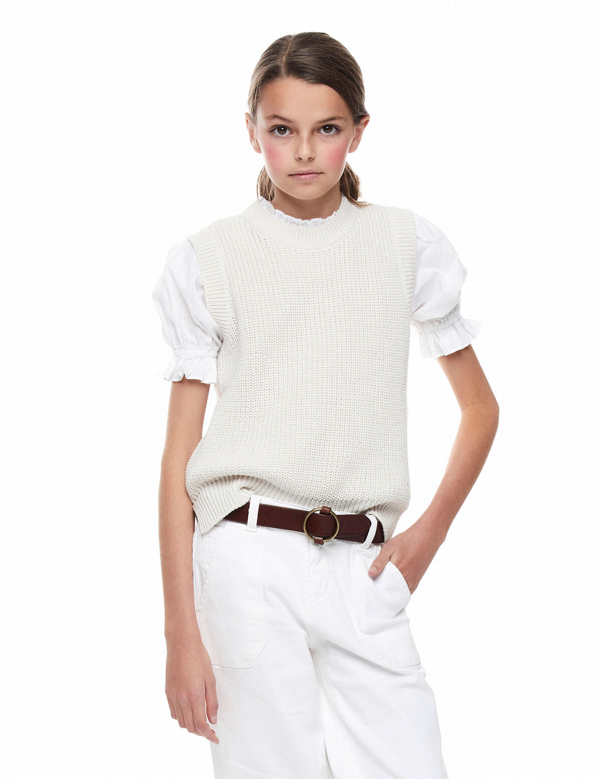 Ecru knitted vest