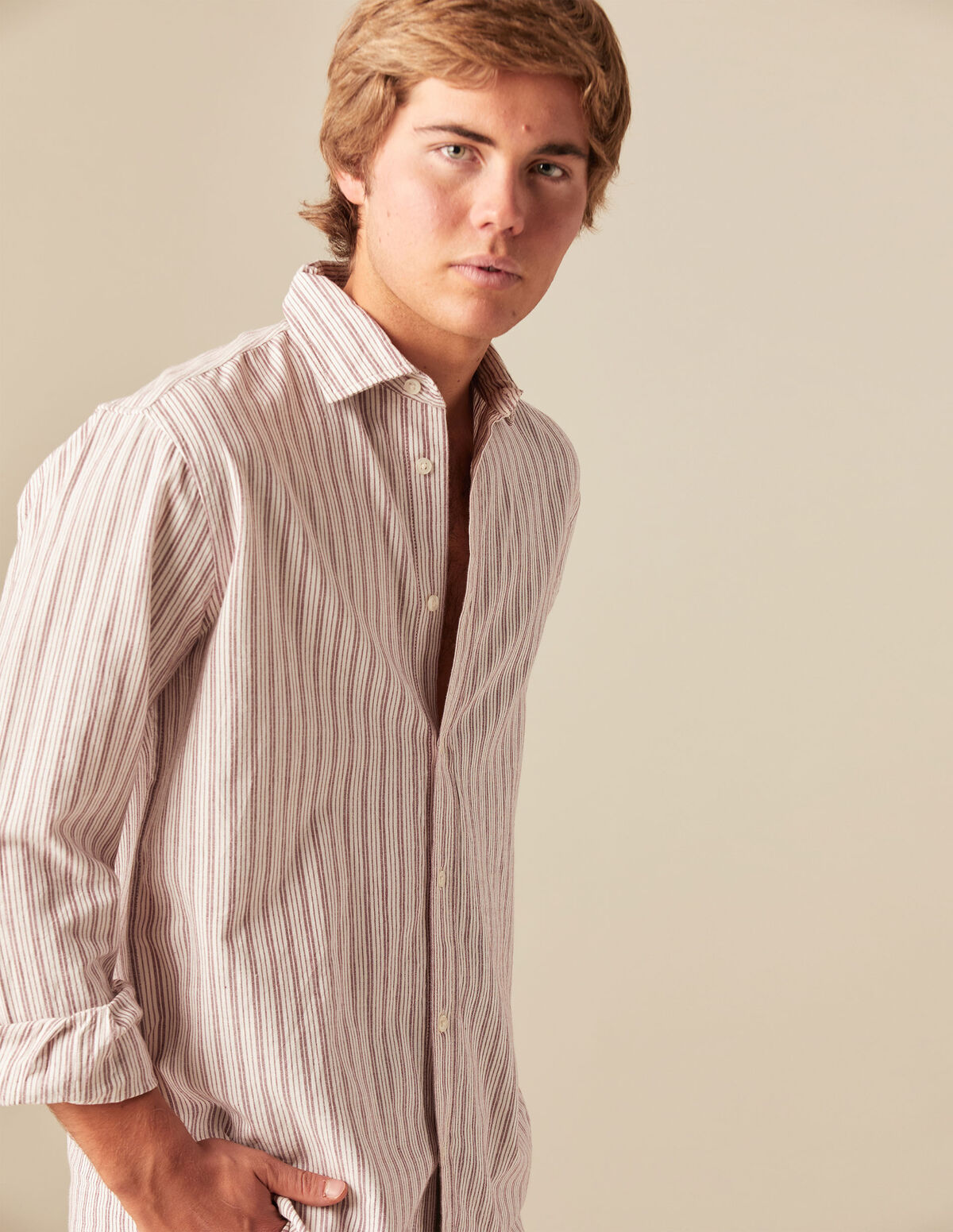 CHEMISE RAYÉE MARRON