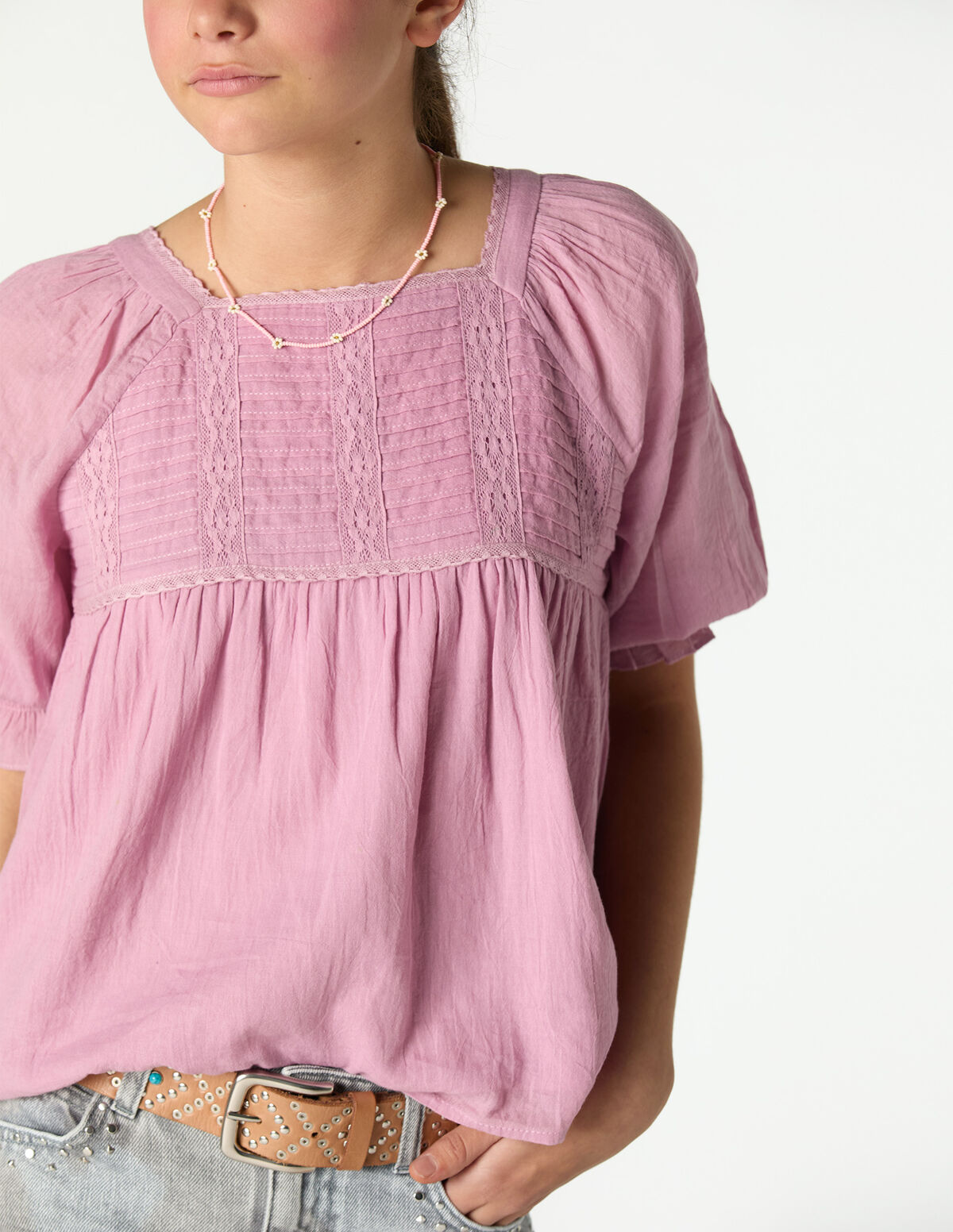 PINK PIN-TUCK SHIRT