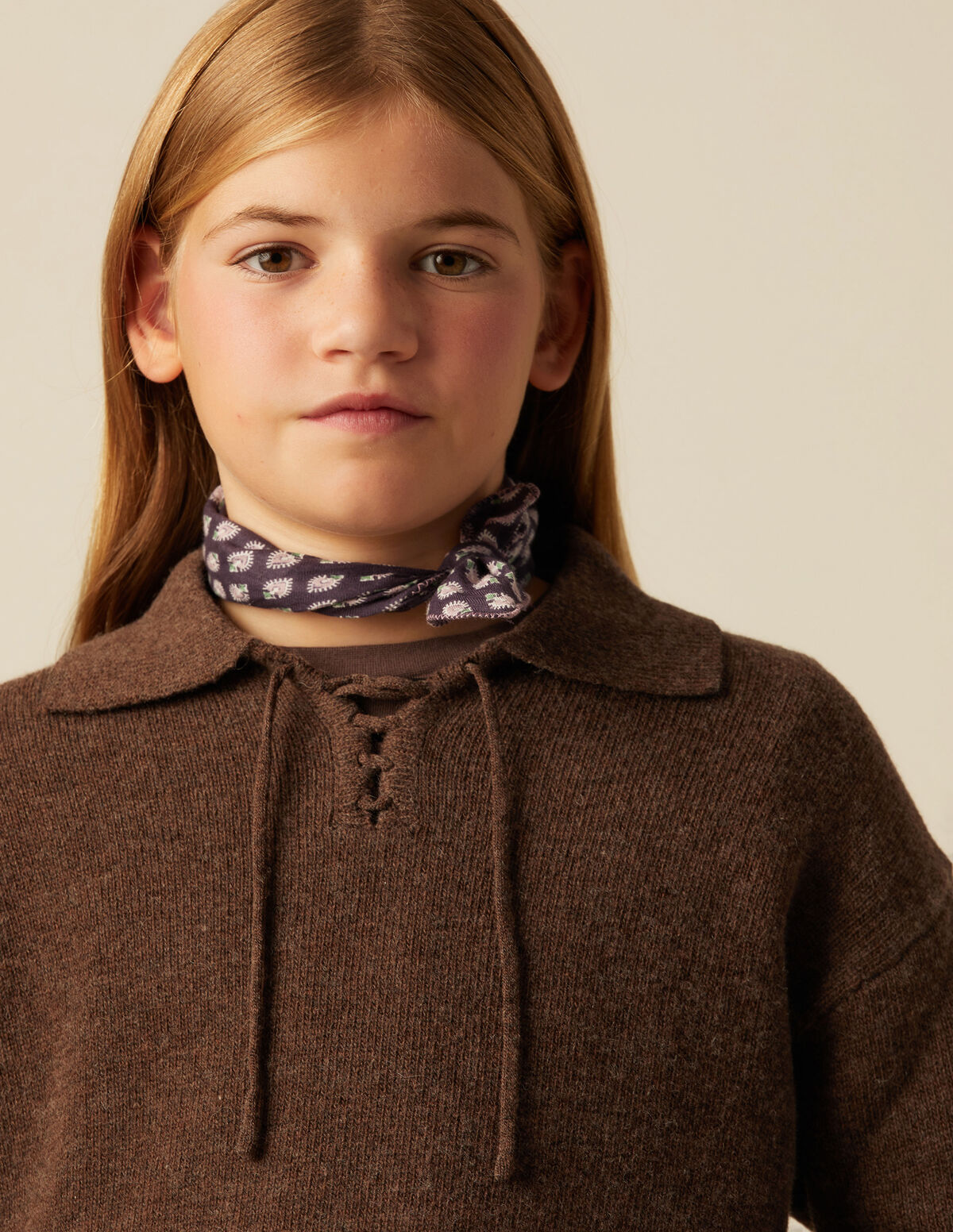 PULL MAILLE NŒUD MARRON