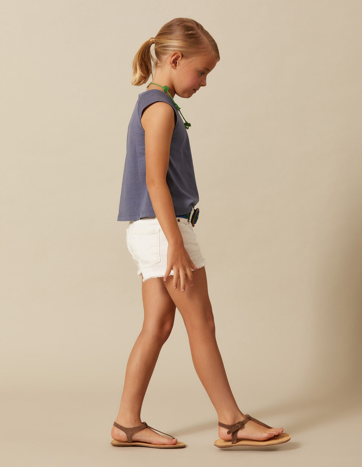 T-SHIRT COUPURES BLEU