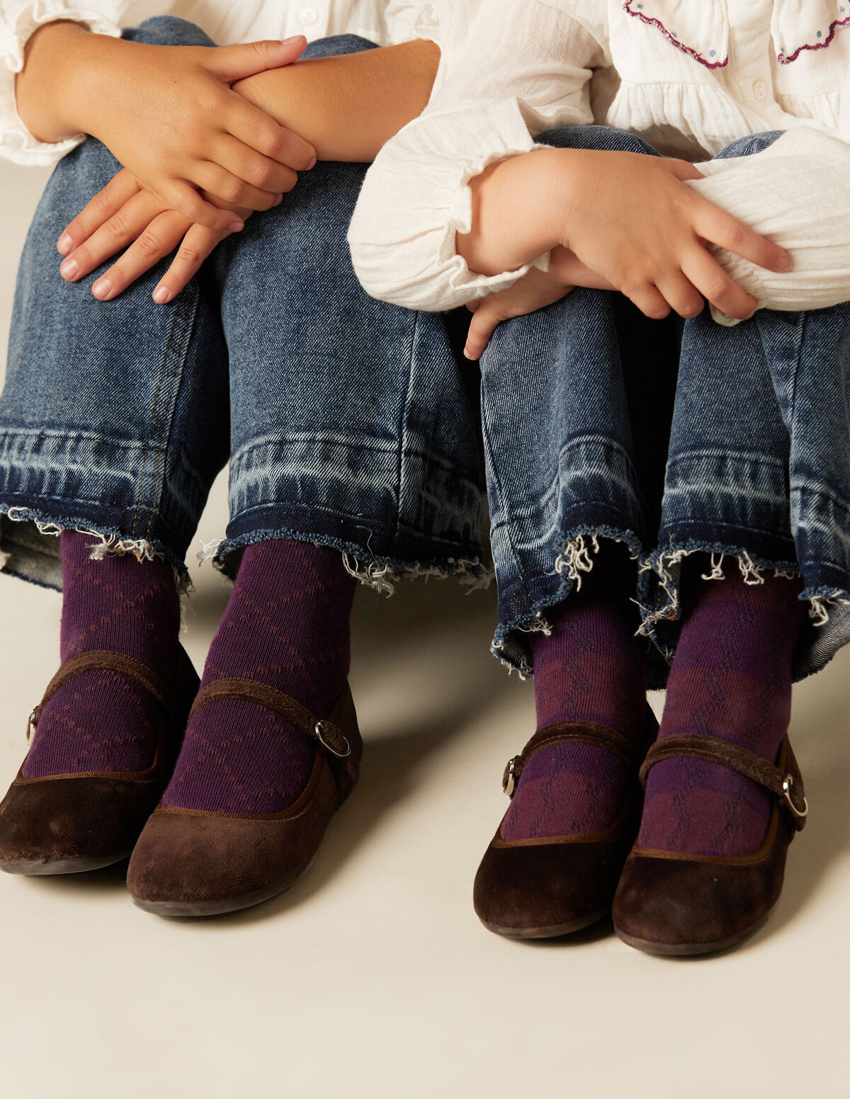 CHAUSSETTES RAYURES TEXTURÉES MÛRE