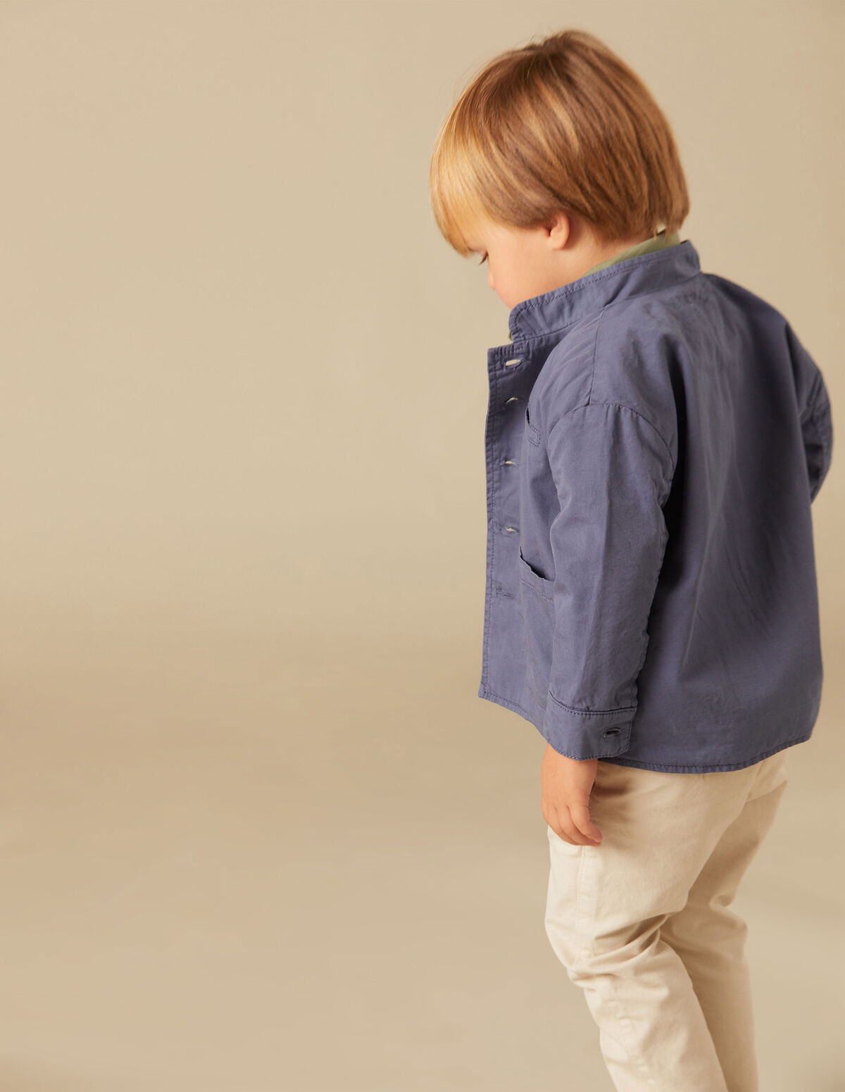 BLUE GRANDAD COLLAR JACKET