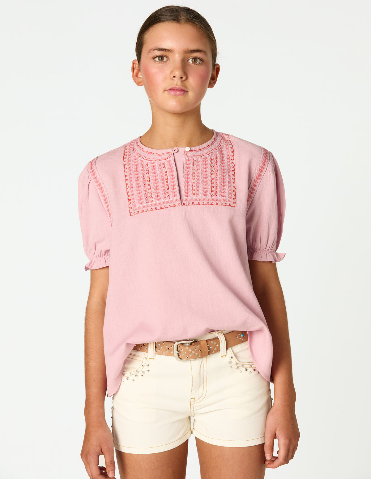PINK EMBROIDERED SHIRT