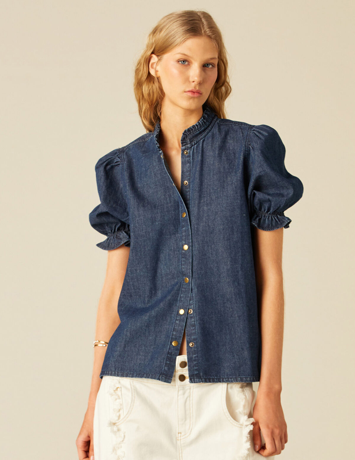 CAMISA DENIM MANGA CORTA